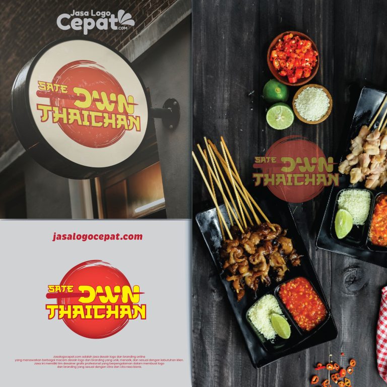 desain logo usaha makanan sate thaichan
