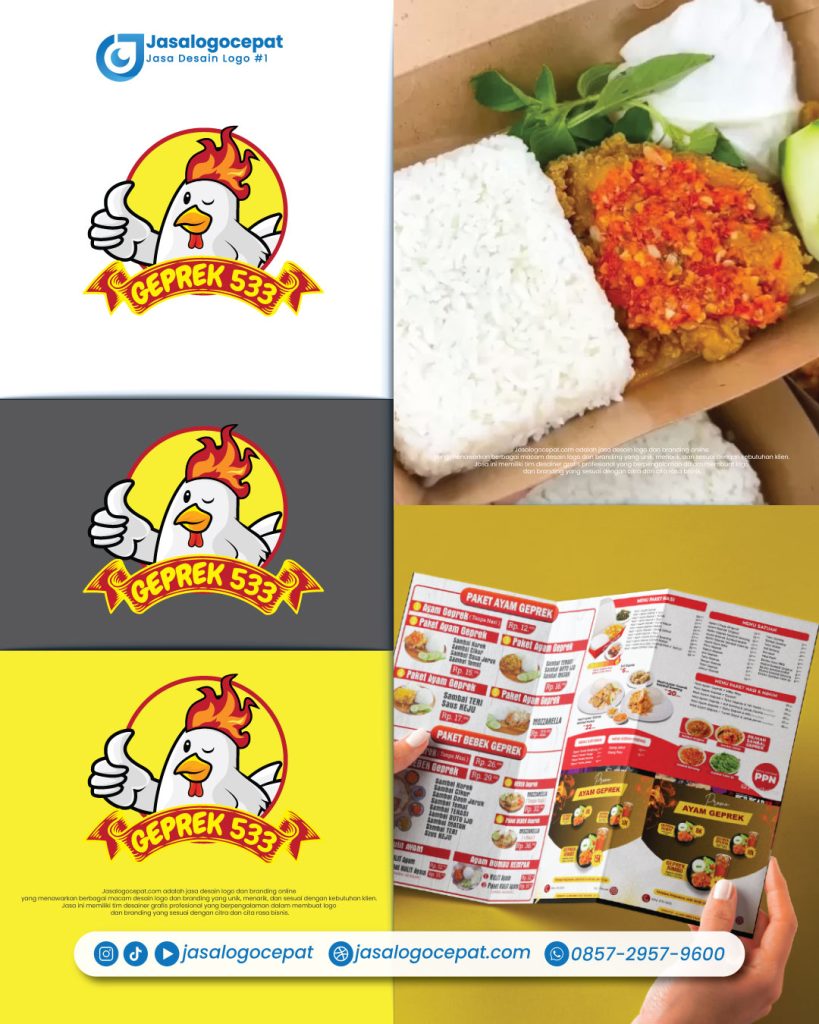 Jasa Desain Logo Ayam Geprek Keren dan Lucu PNG jasalogo