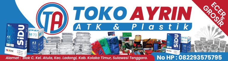 jasa desain banner toko atk dan plastik jasalogocepat